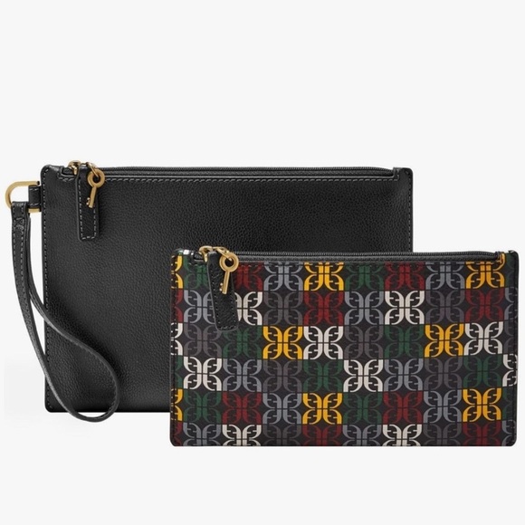 Fossil Black and Red Leather Clutch Wristlet - Picture 2 of 6